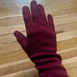 Burgundy long Gloves pure wool